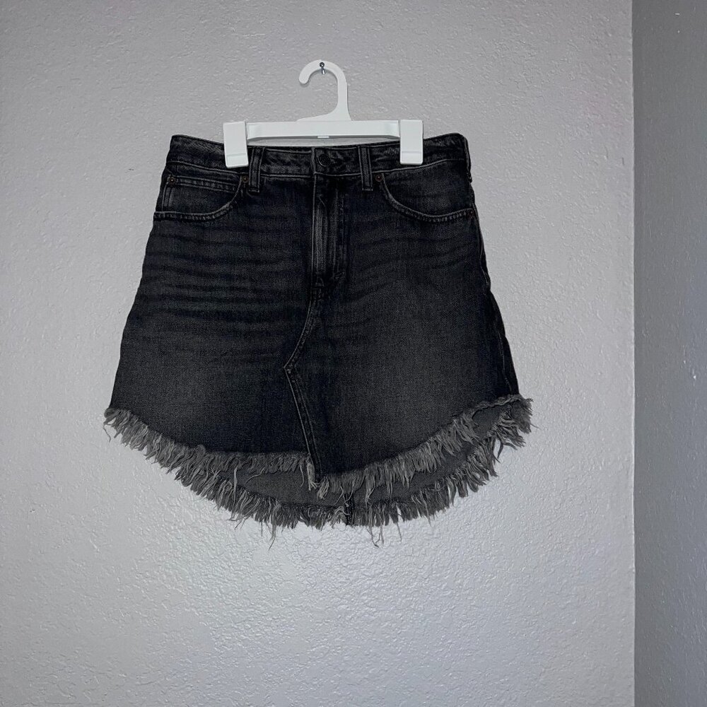 We The Free Skirt Women Bailey Maverick Raw Hem Frayed Denim Skirt Gray Size 27